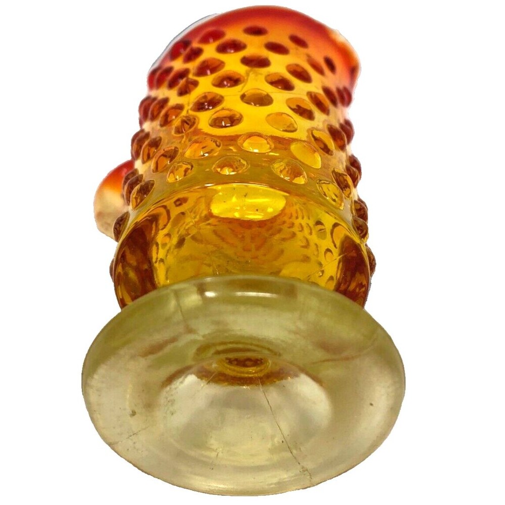 Art Glass Amberina Hobnail Glass Footed Pitcher & Handblown Vase MCM Mini Set 2 - Picture 10 of 11
